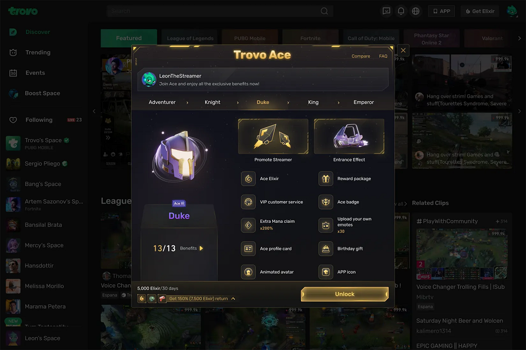 Trovo Interface