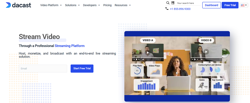 Dacast website main page