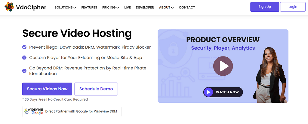 VdoCipher website main page