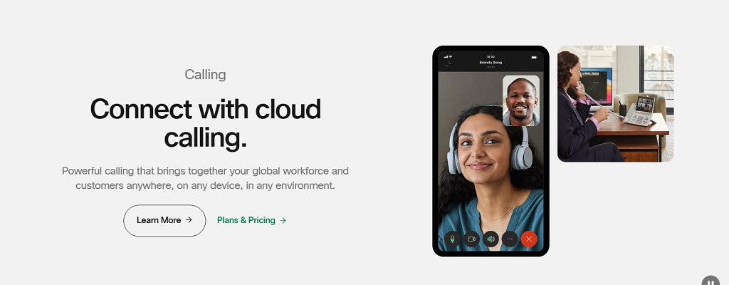 Cisco Webex website main page