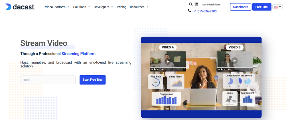 Dacast website main page