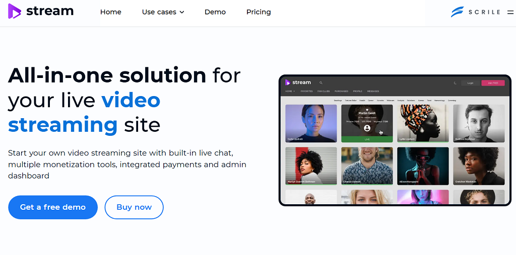 Scrile Stream website main page