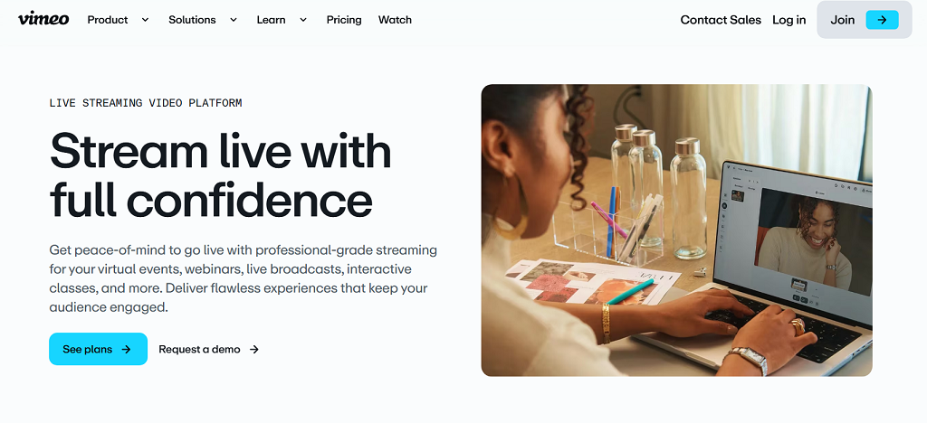 Vimeo Livestream main page