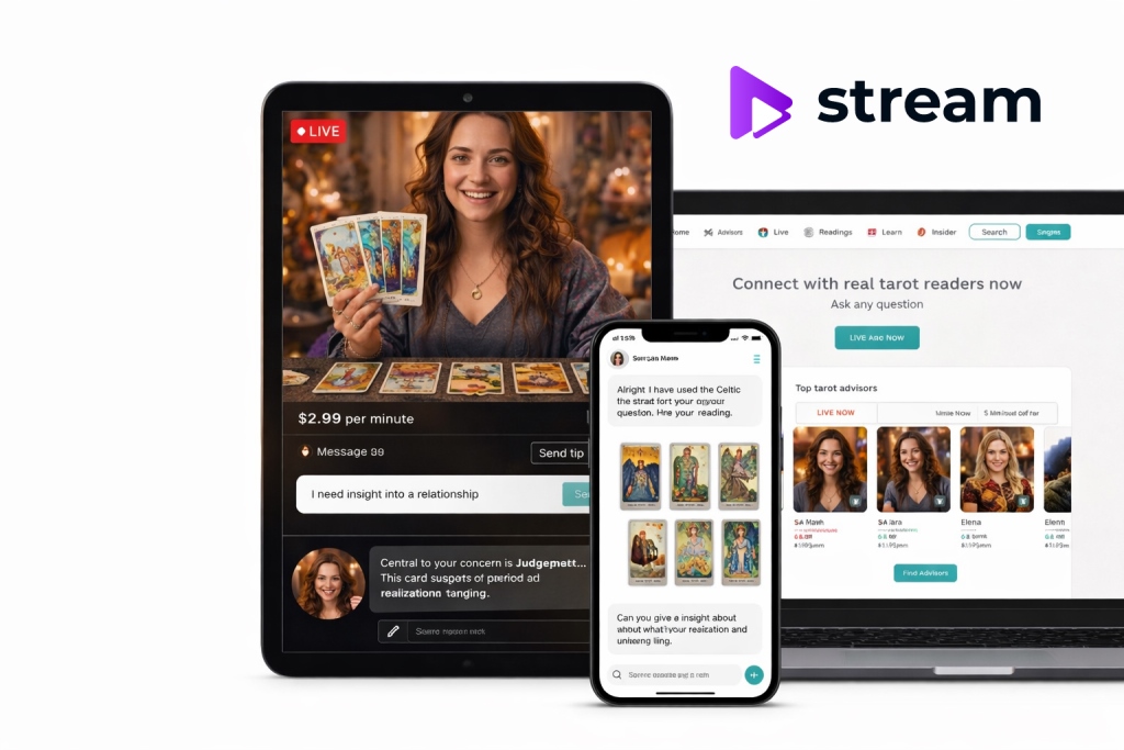 tarot reading platform with scrile stream
