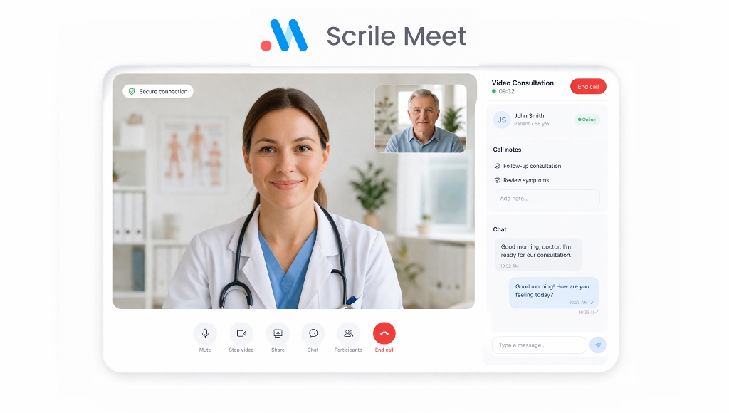 video conferencing in healthcare with scrile meet