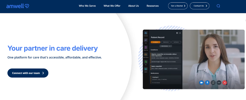 amwell website interface