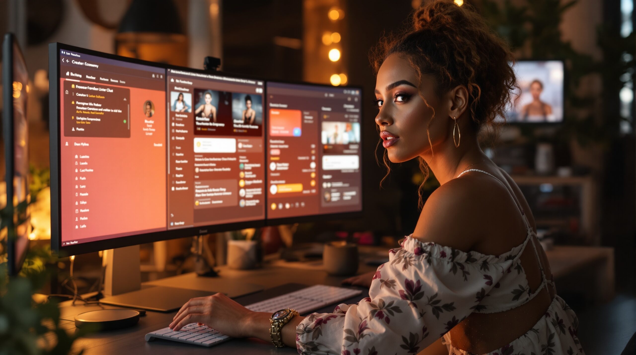 Platform dashboard with live stream controls and moderation tools on screen