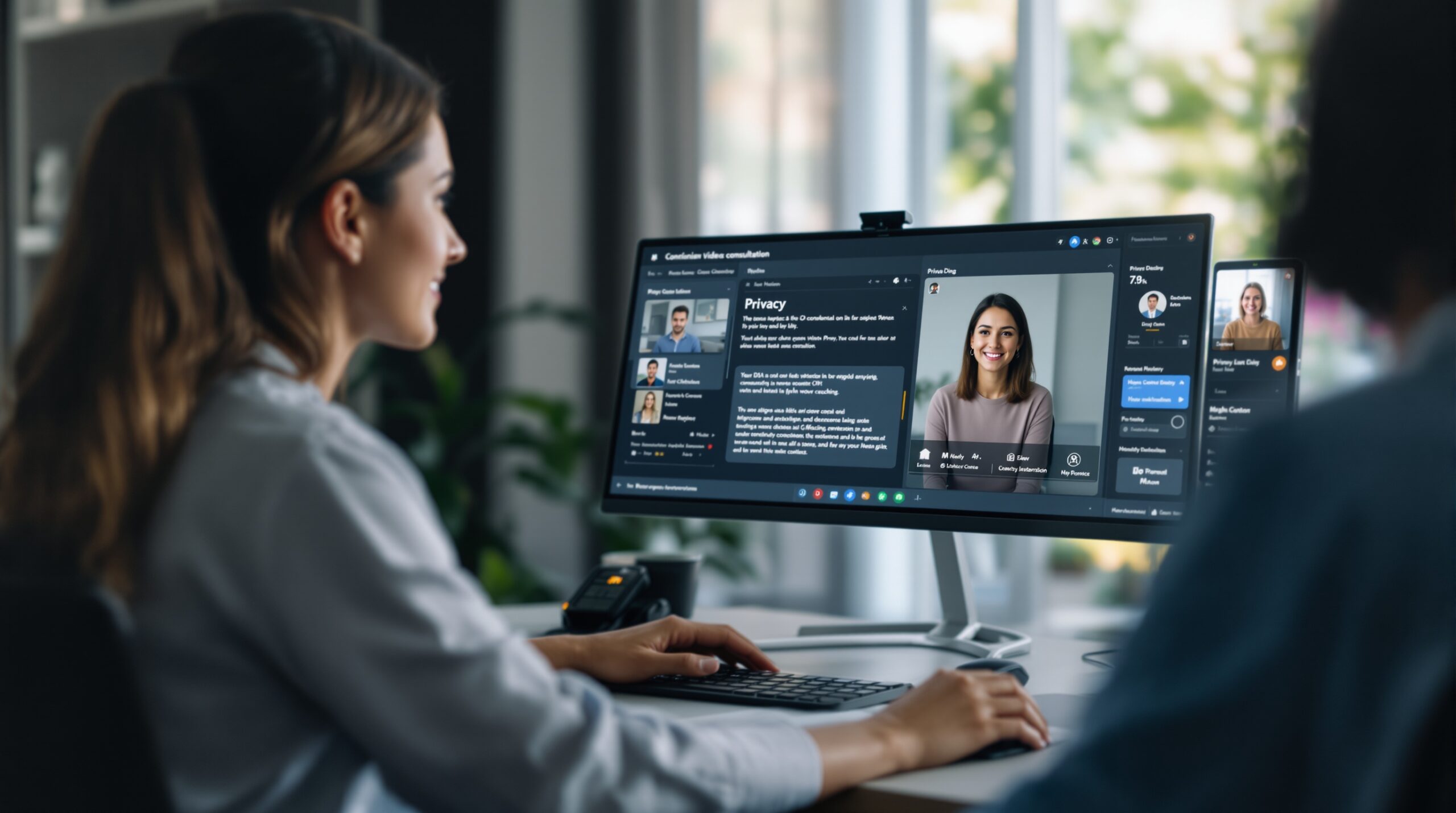 Privacy dashboard for managing a confidential video conferencing session