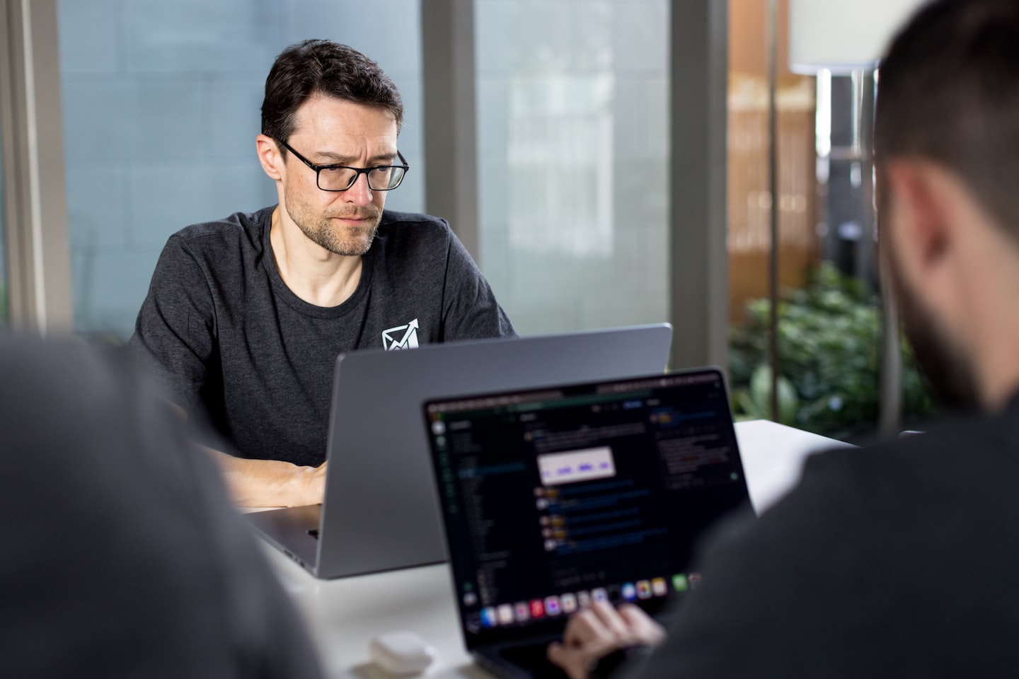 Team reviewing software architecture and dashboard options for a video chat API implementation