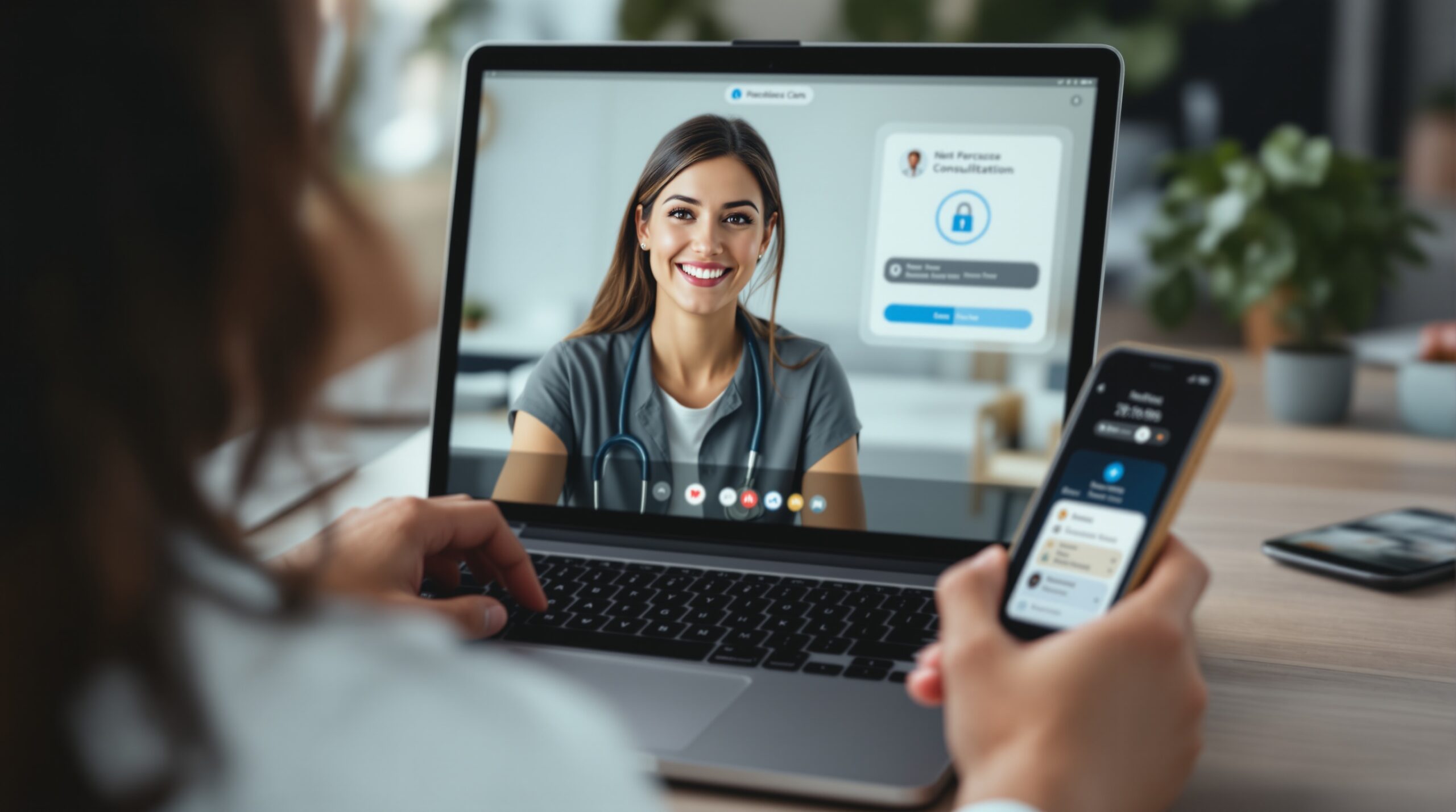 A secure access screen illustrating privacy and control features in video conferencing software.