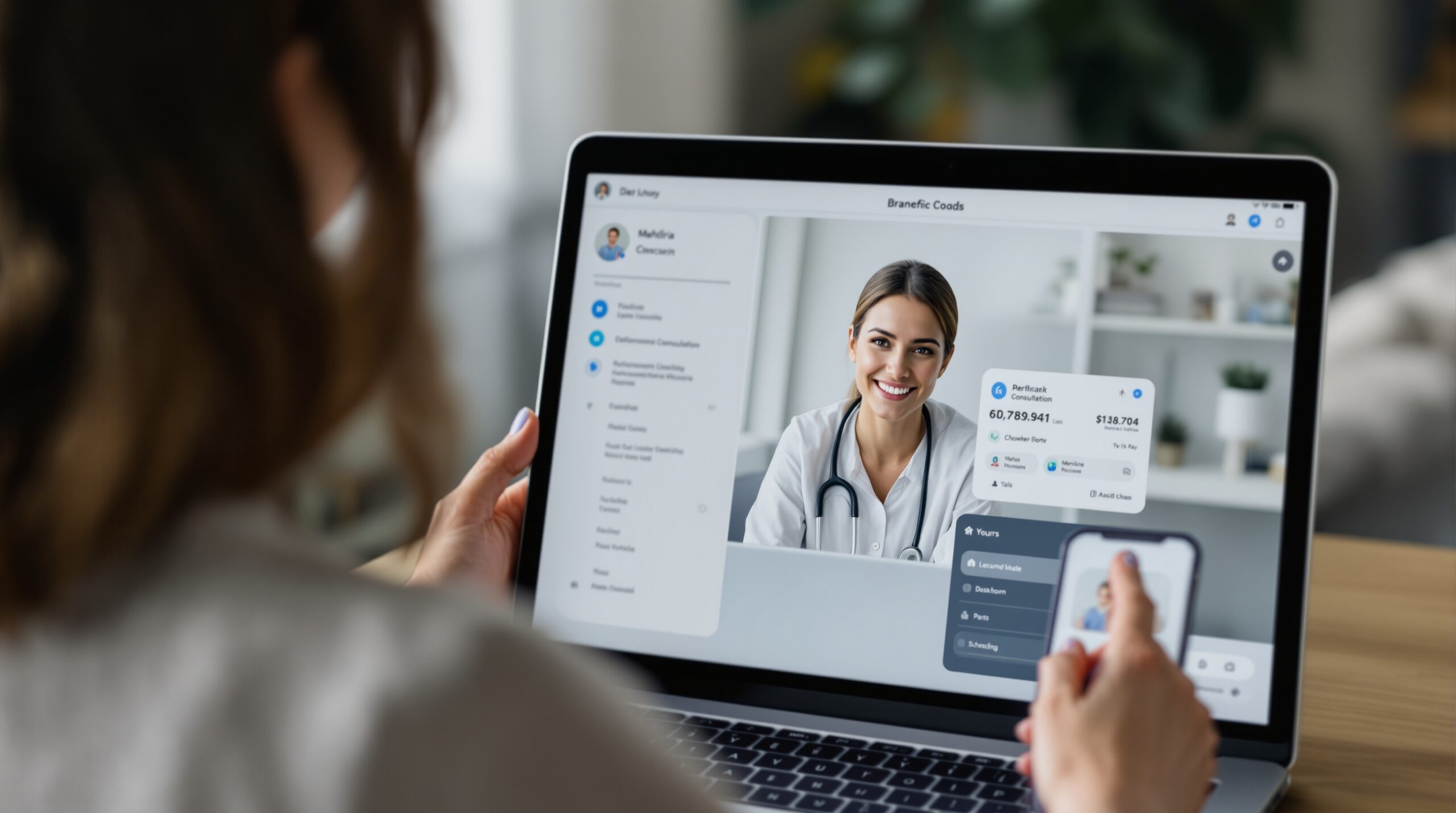 A clean dashboard screen showing video conferencing management features for branded consultation workflows.
