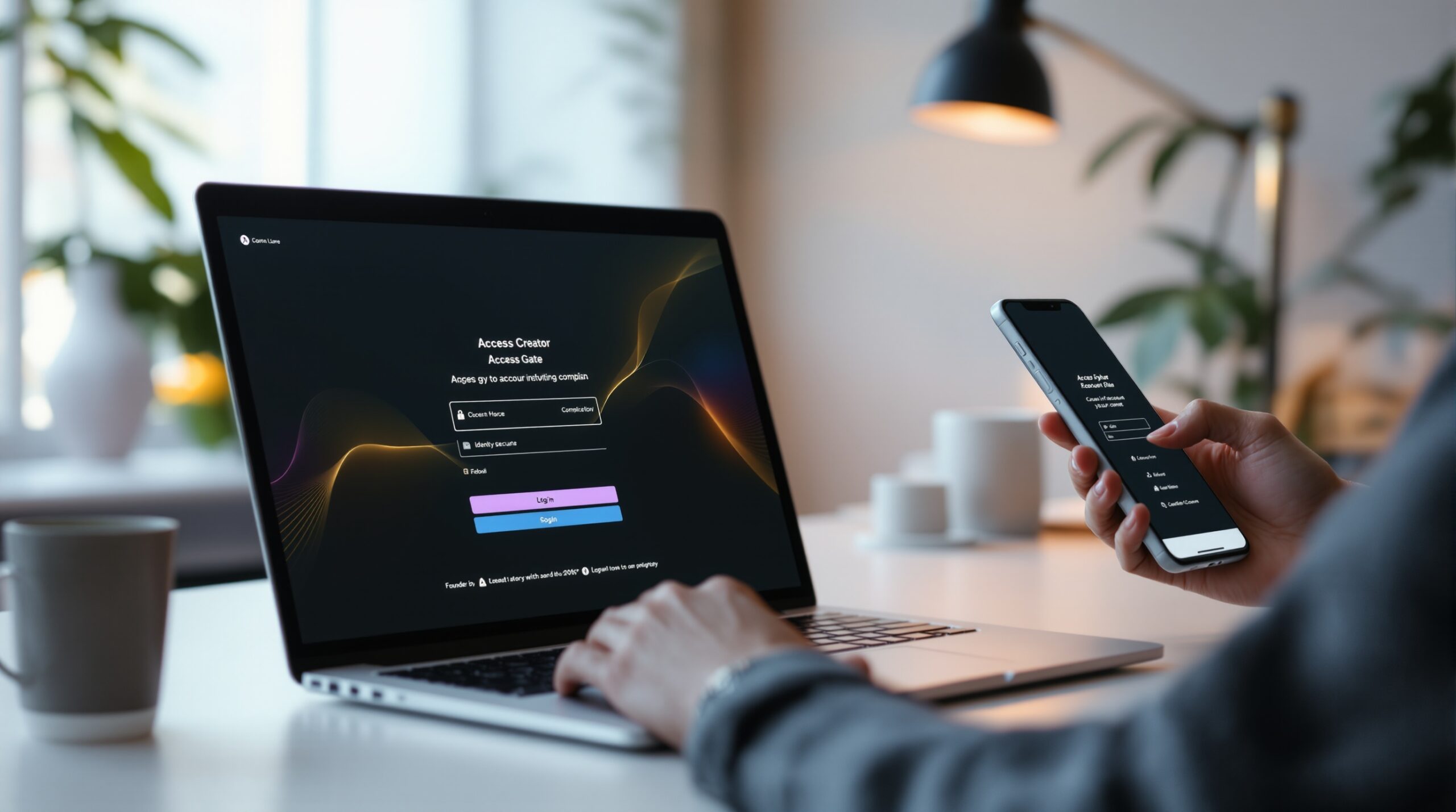 Photorealistic login screen and access gate for an adult content platform