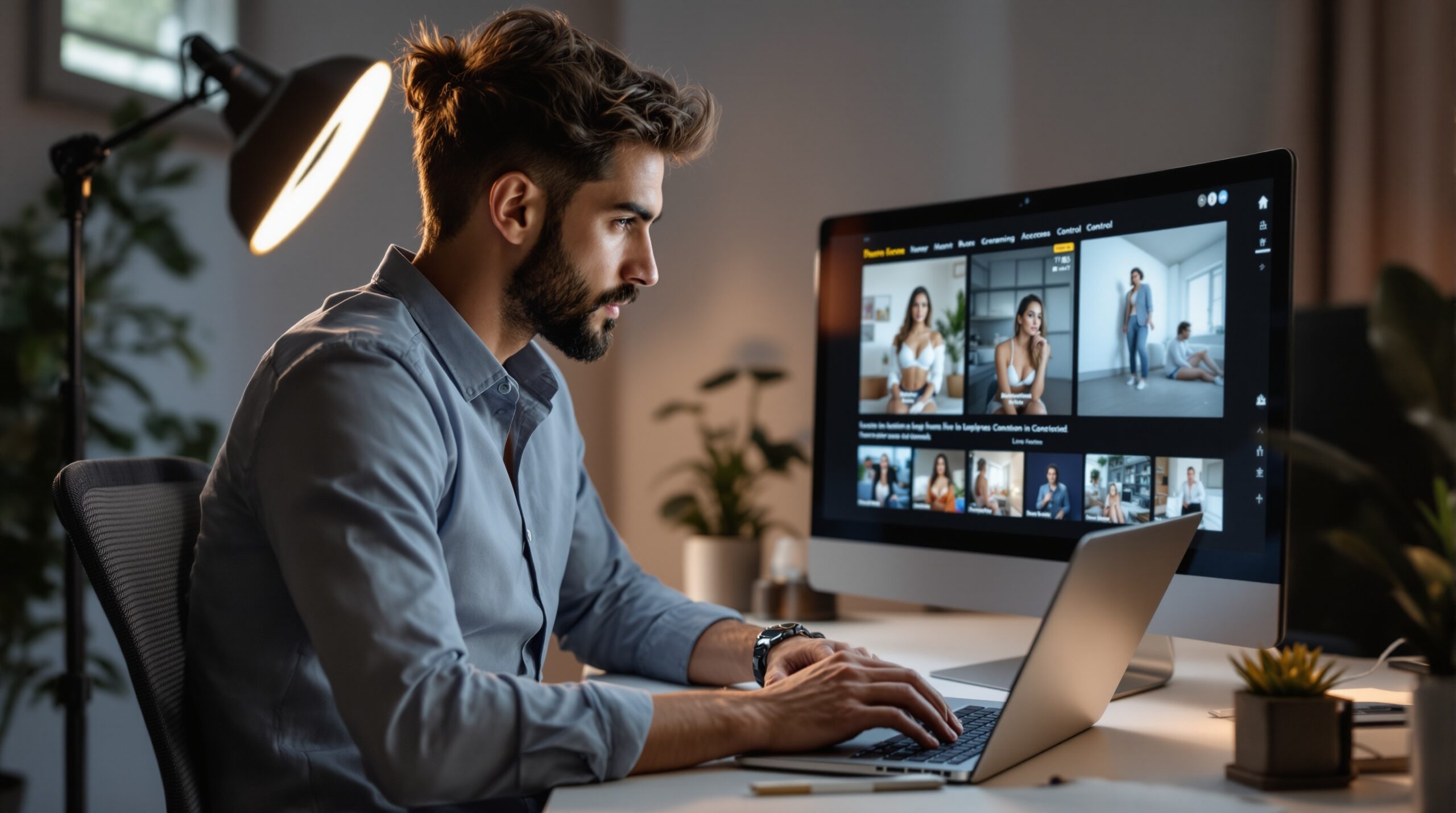 Creator or founder planning a live streaming website in a home office