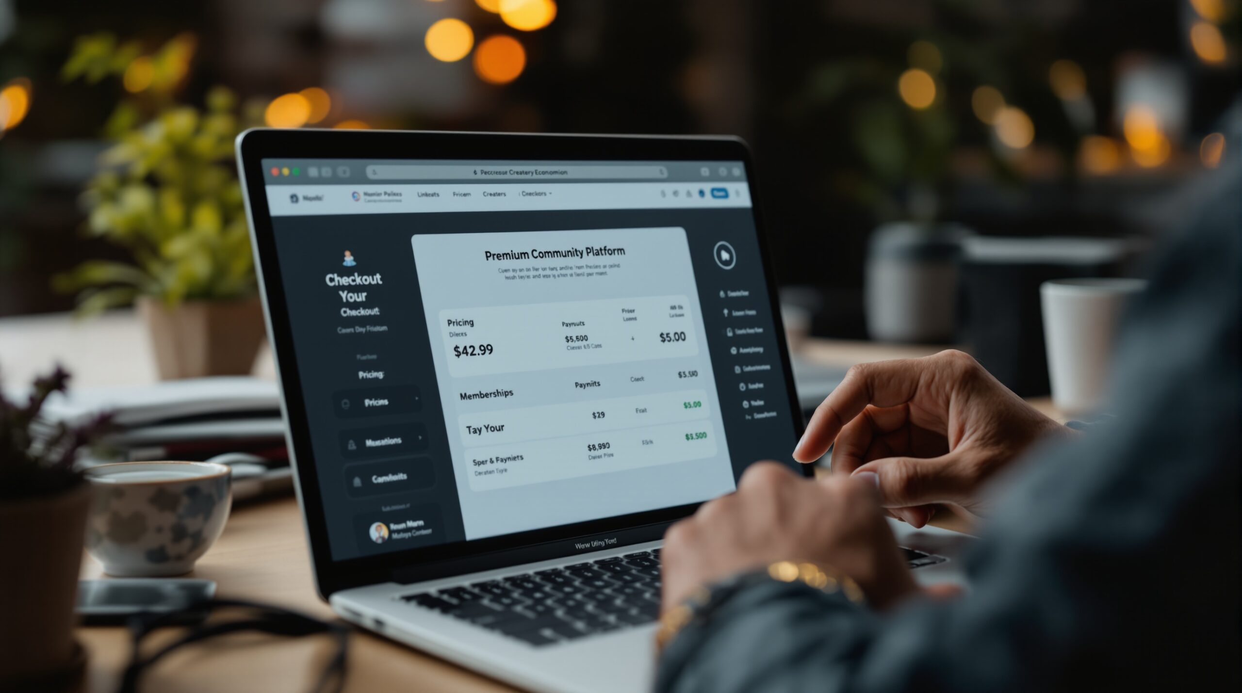 Online payment screen for community platform pricing