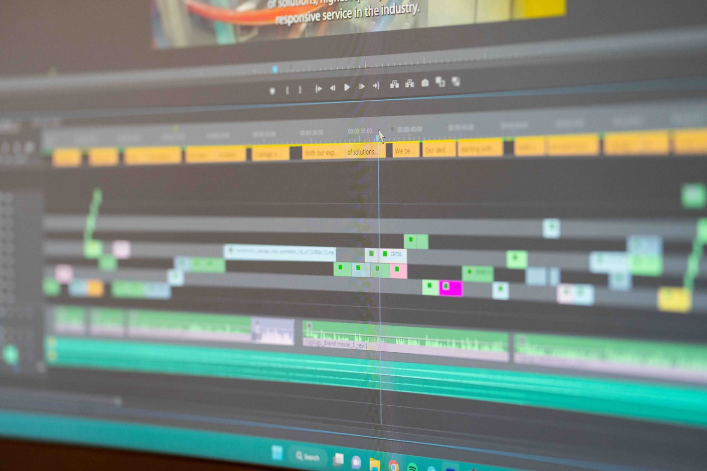 A close view of a video interface showing live stream playback and ad placement controls