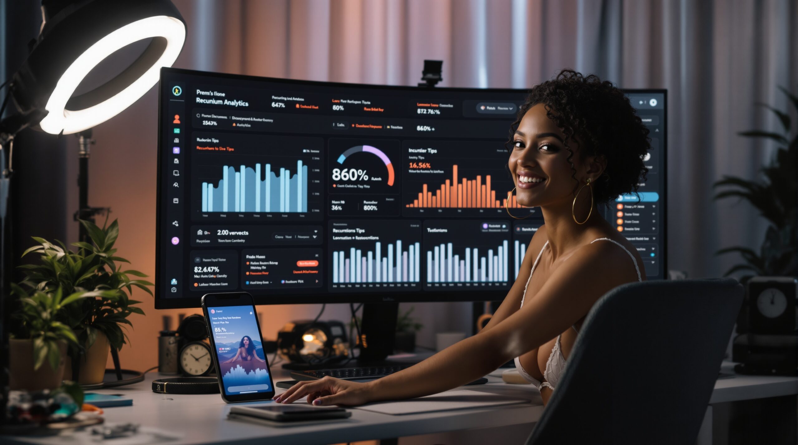 Analytics dashboard tracking recurring revenue from live streaming