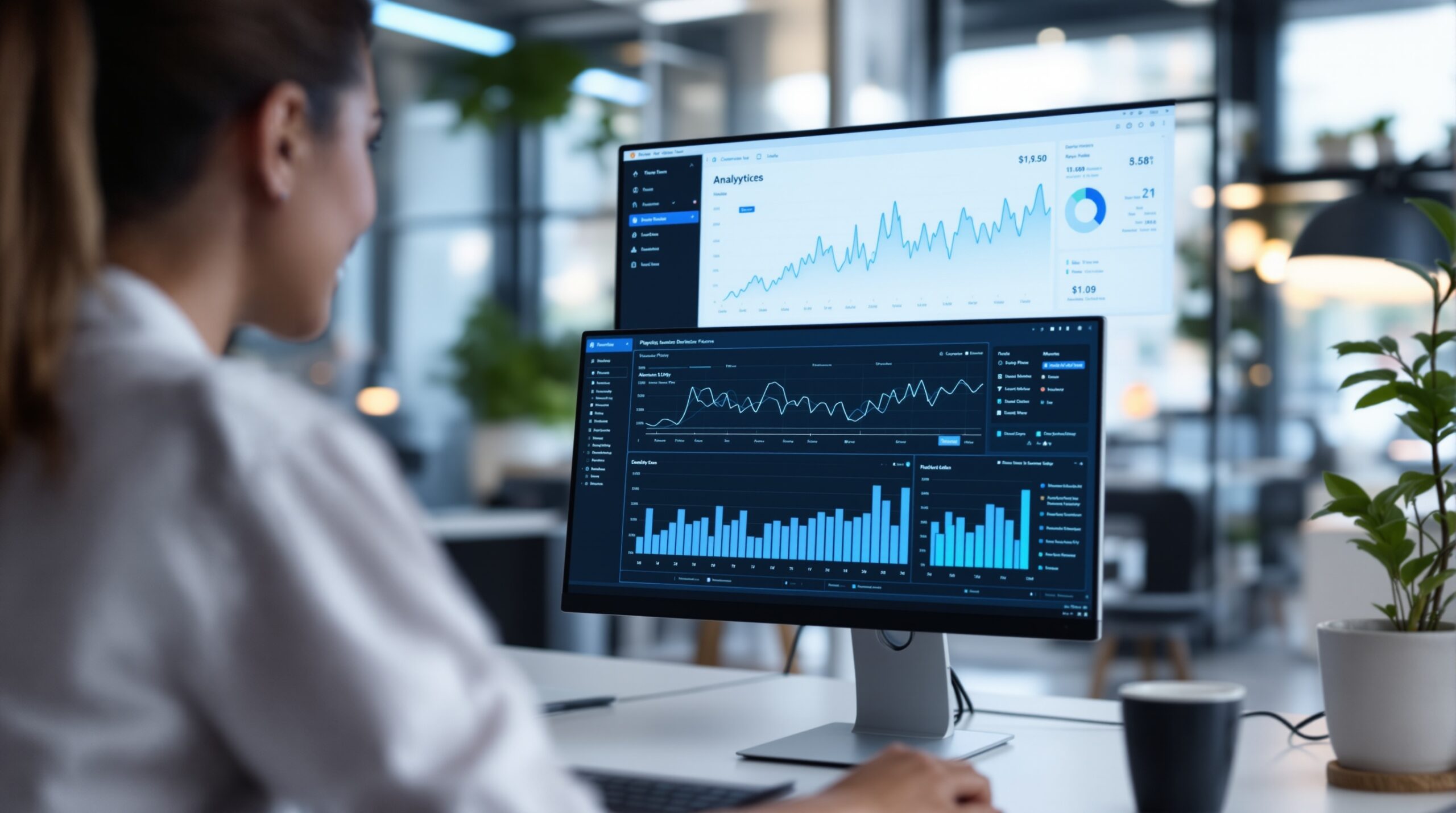 Analytics dashboard on a screen illustrating real time data flow for a streaming platform