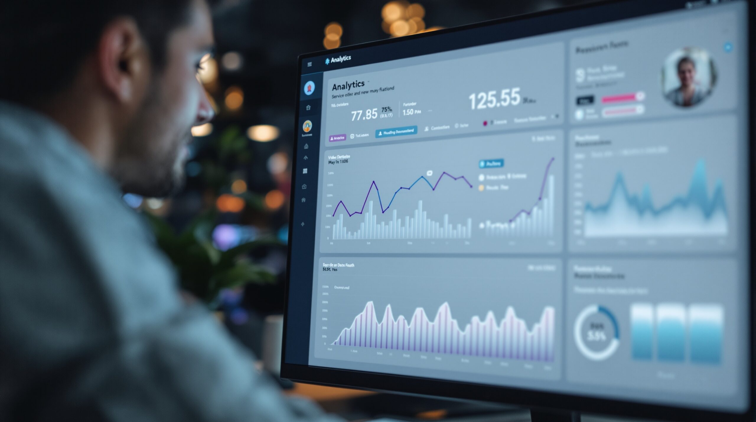 Analytics dashboard showing service health and usage metrics for a streaming platform