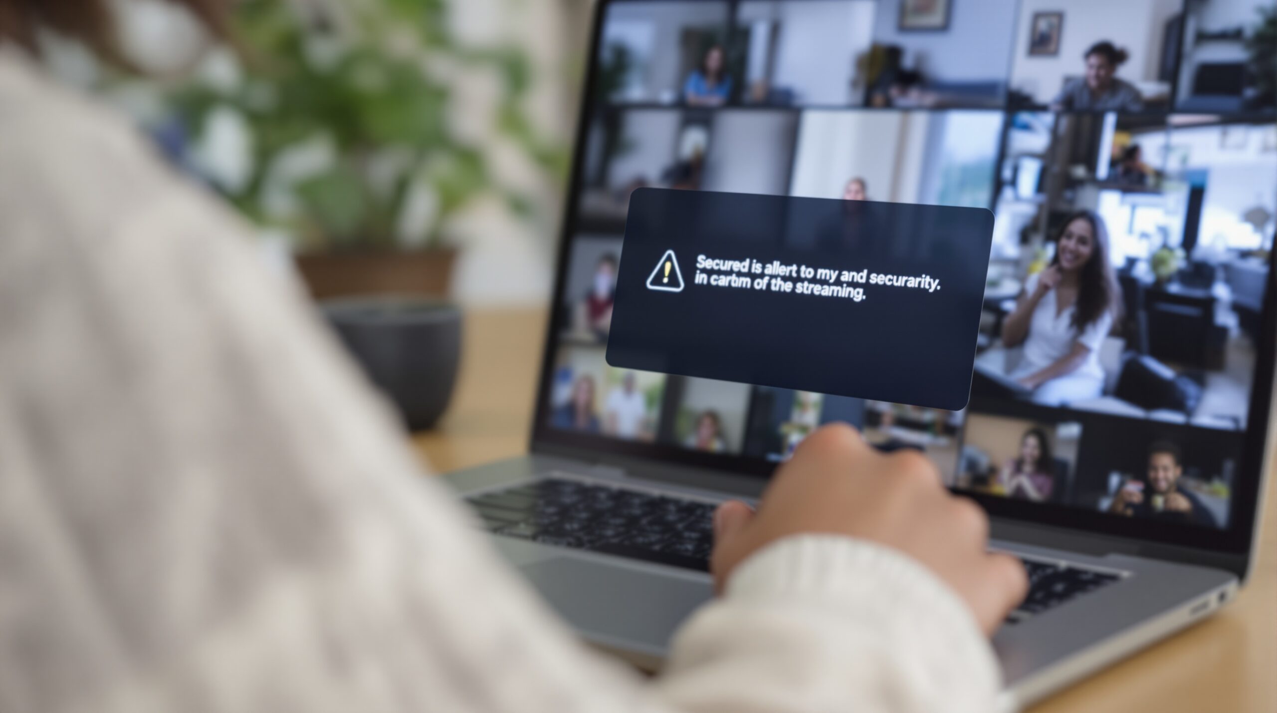 Person reacting to a security alert on a screen, representing malware and phishing risks from unauthorized streaming