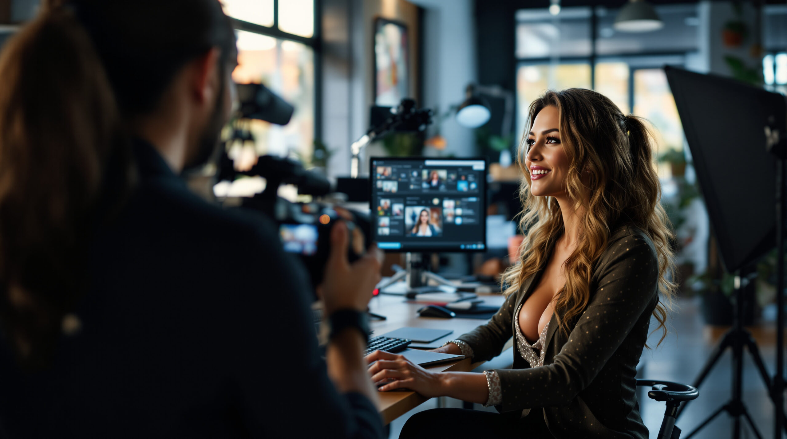 Platform founder and creator reviewing a live video workflow