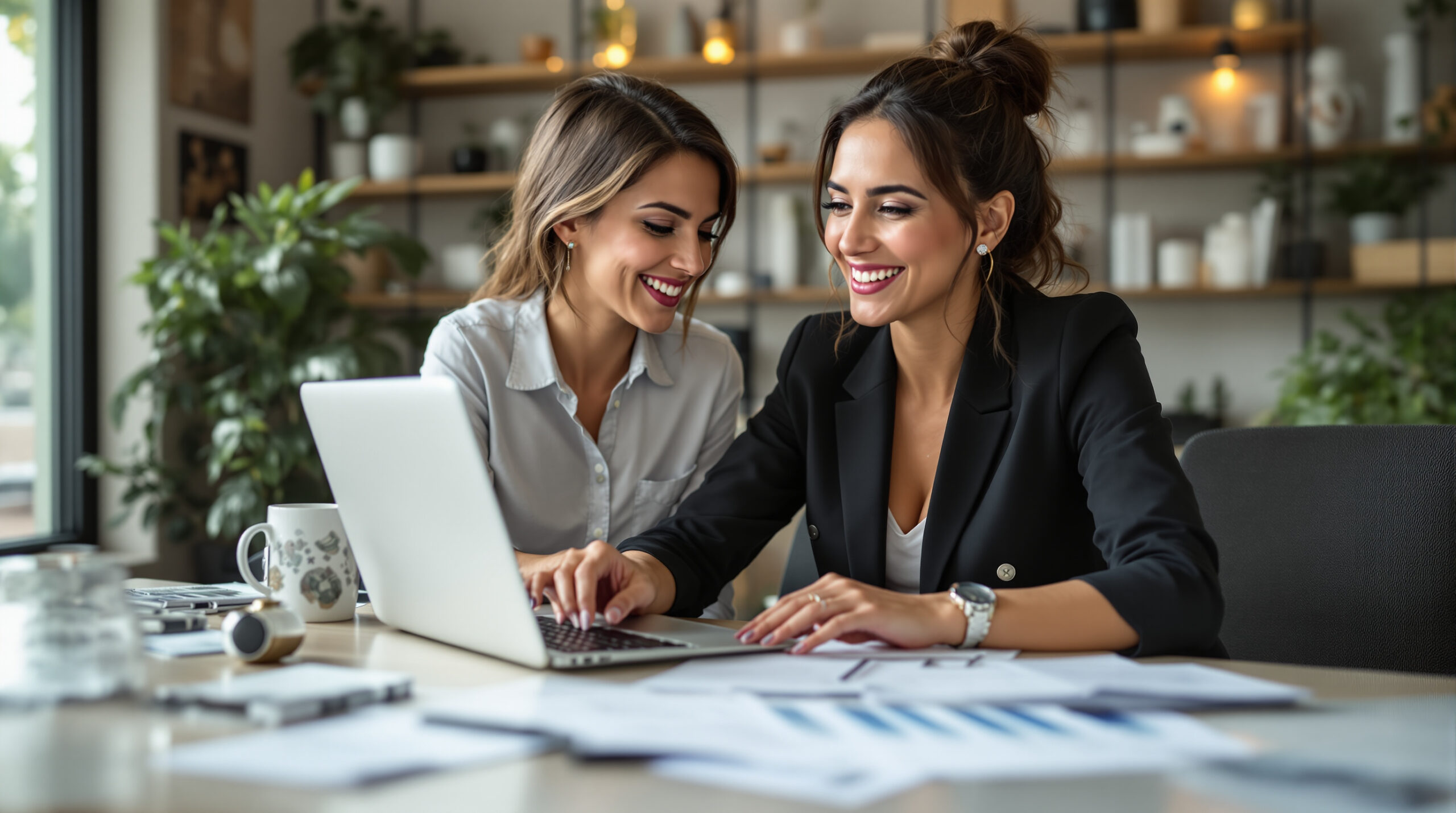 Founder and accountant reviewing platform unit economics