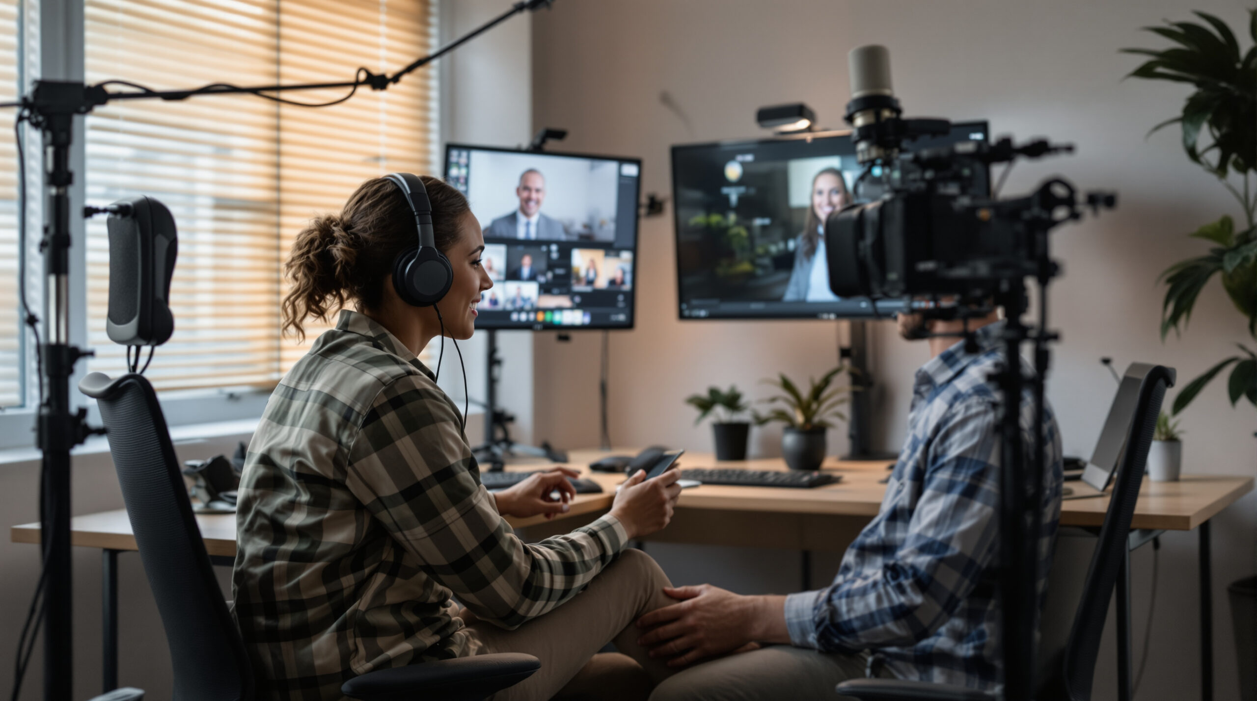 Creator rehearsing transitions in a compact streaming setup