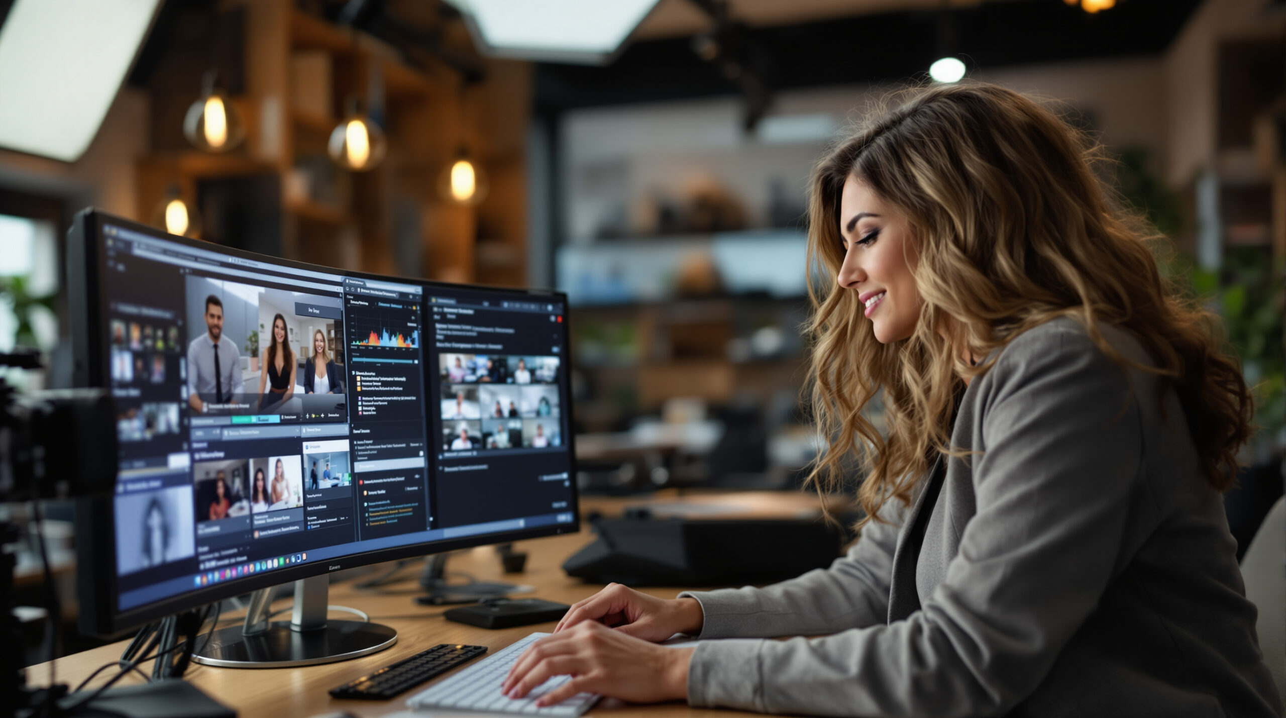 Streaming business operator reviewing a completed show with a creator