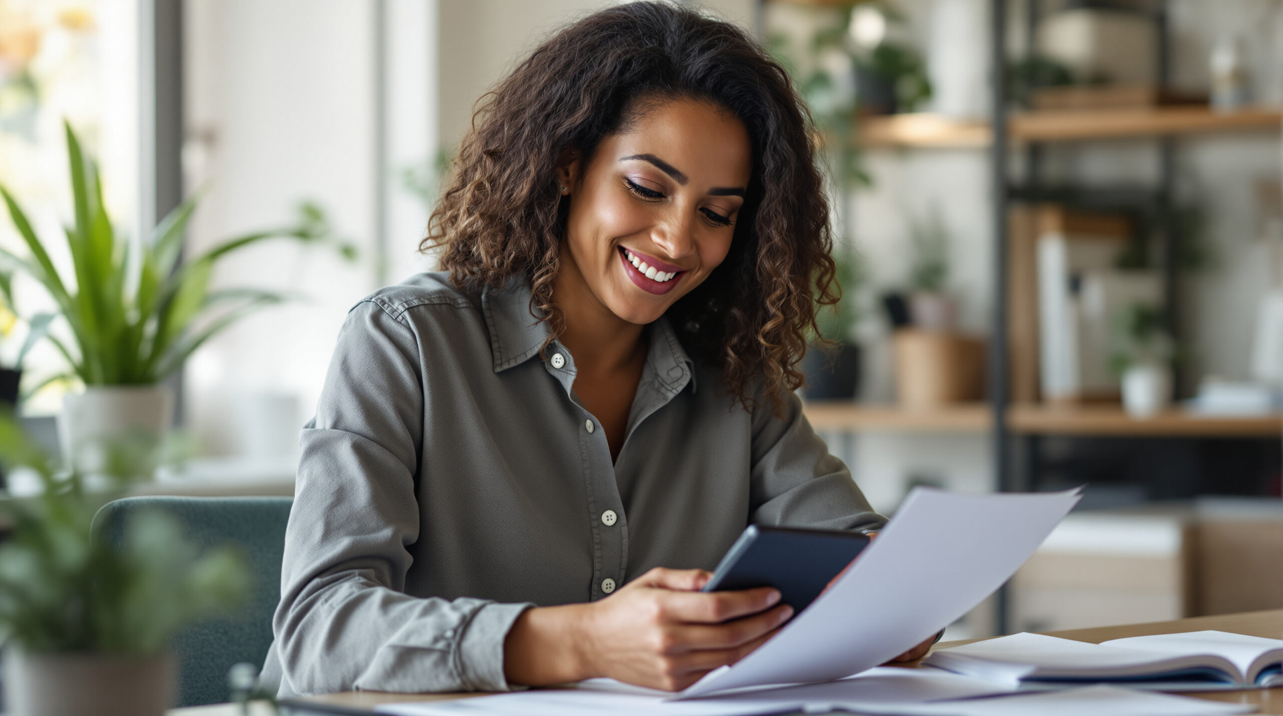 Founder calculating platform economics with invoices and a calculator