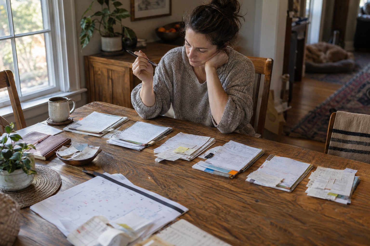 Creator reviewing six weeks of notes before making a decision