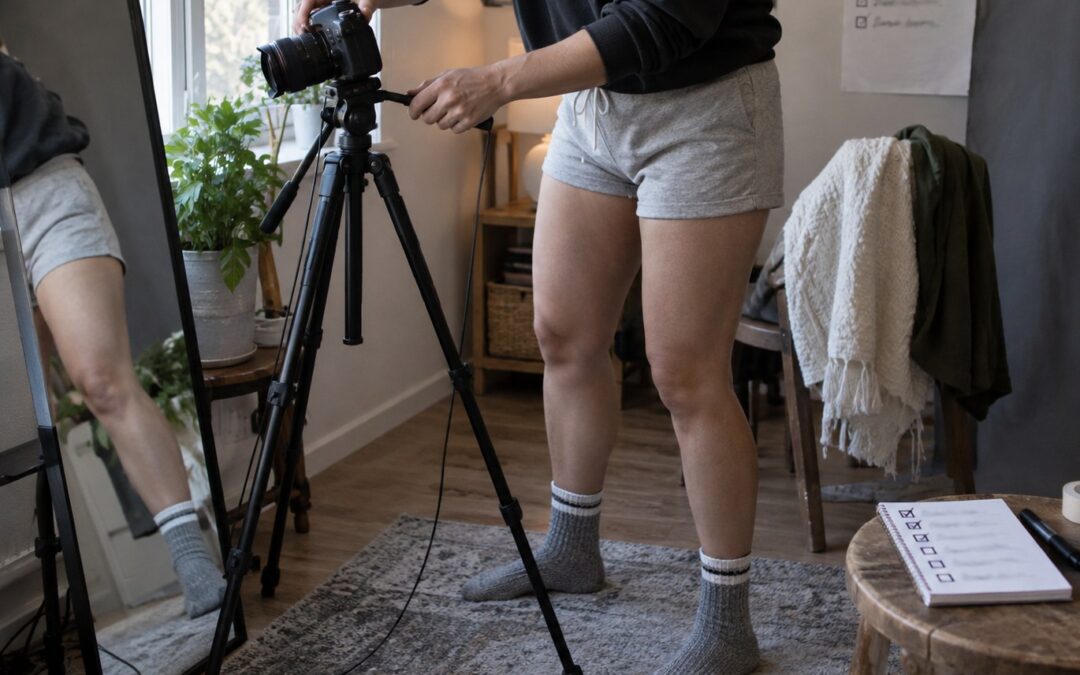Anonymous creator adjusting a faceless streaming setup in a home studio