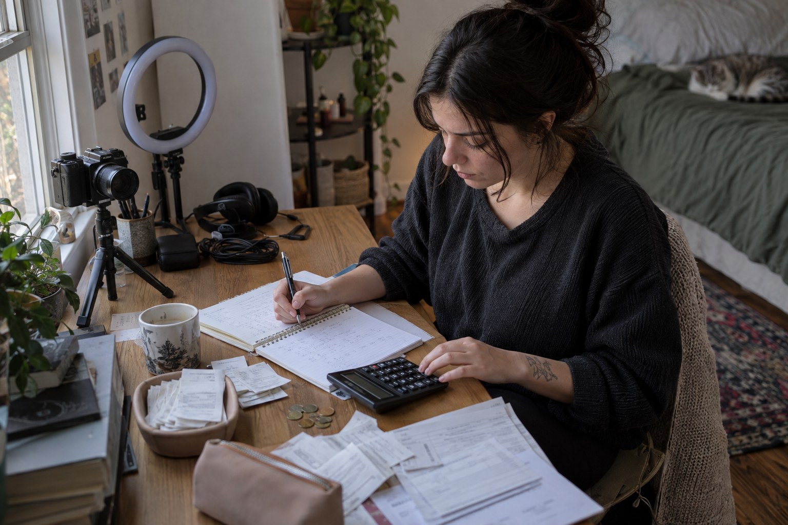 Creator calculating weekly camming income and costs