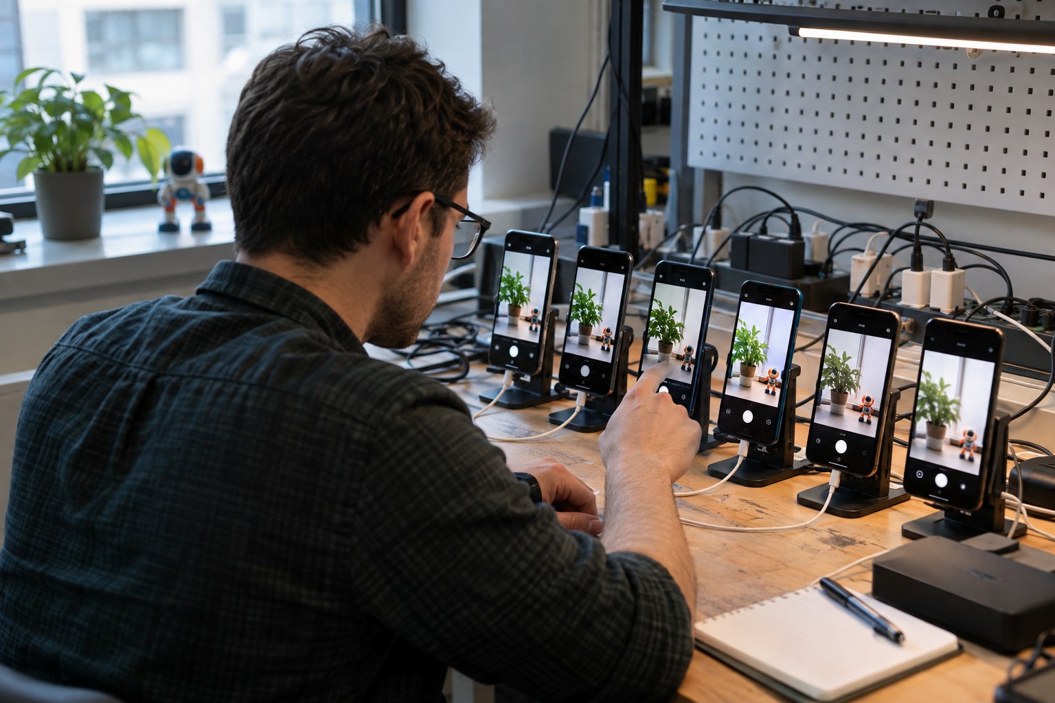 Release engineer validating a live stream across Android phones