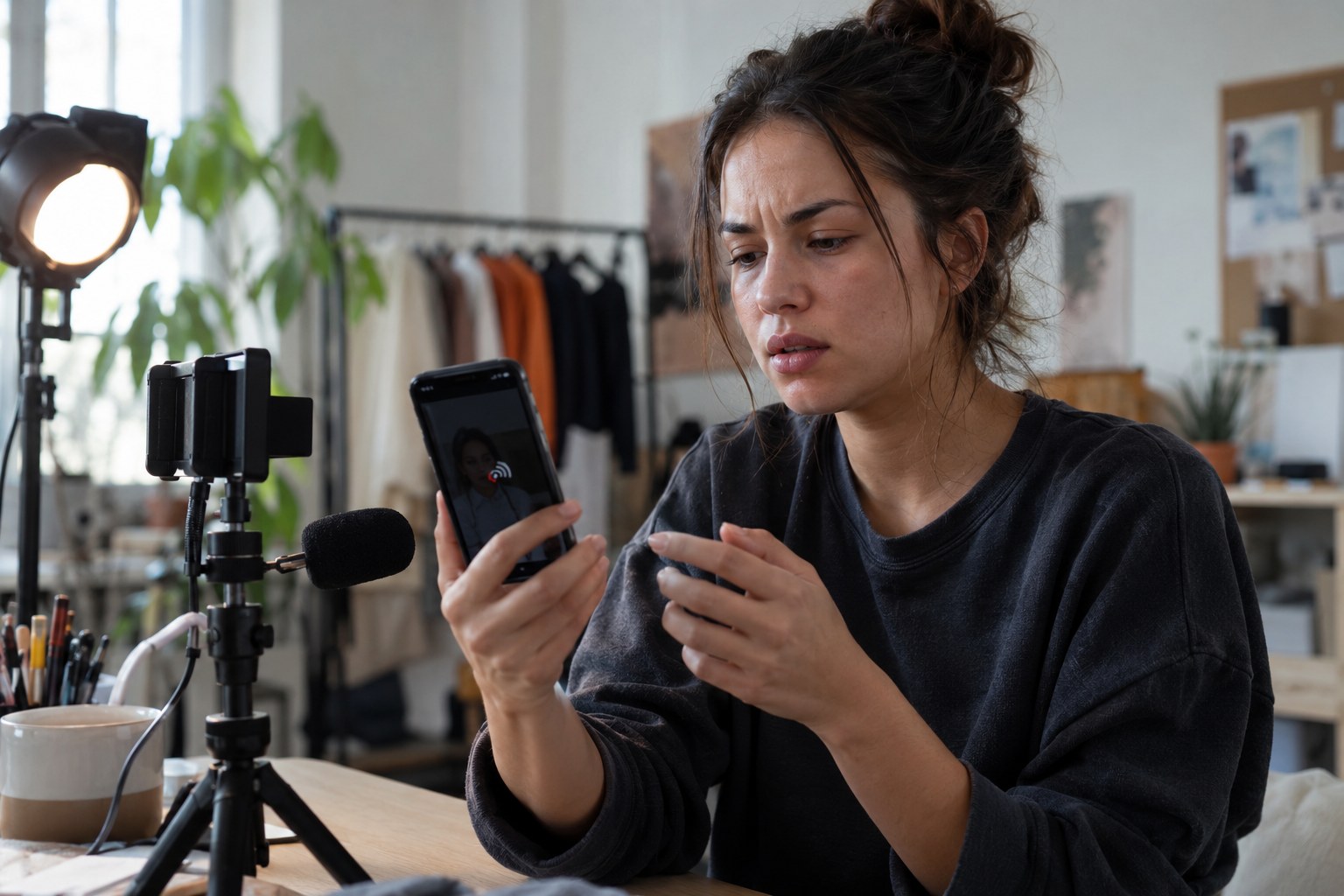 Creator noticing heat and connection problems during a phone stream test