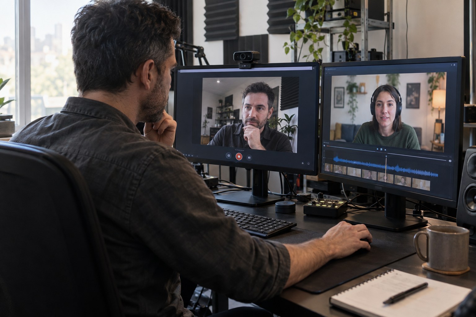 Operator comparing local and remote webcam playback
