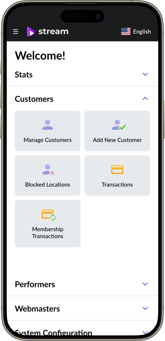 Admin panel of a live shopping platform: users, hosts, transactions