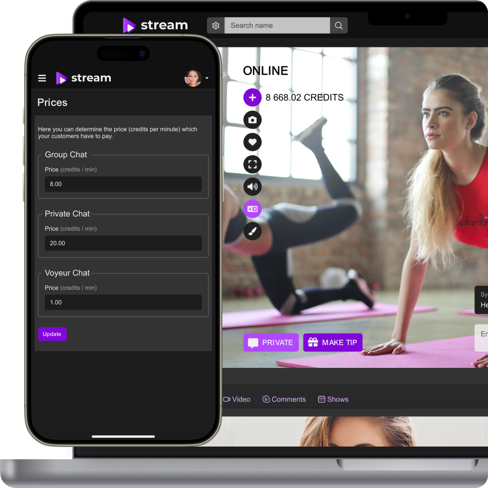 One-to-one video chat with pricing inside an existing website on desktop and mobile